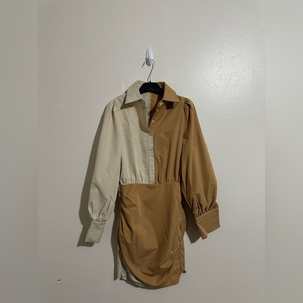 Two-Tone Button-Up Dress